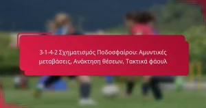 Read more about the article 3-1-4-2 Σχηματισμός Ποδοσφαίρου: Αμυντικές μεταβάσεις, Ανάκτηση θέσεων, Τακτικά φάουλ