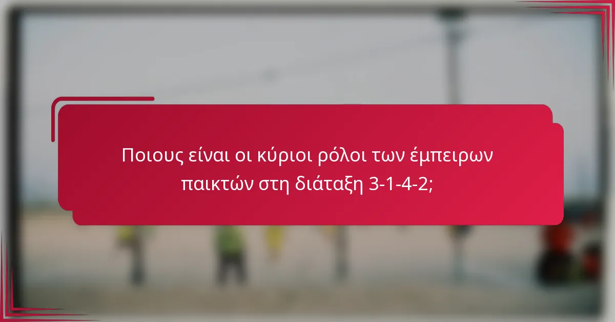 Ποιους είναι οι κύριοι ρόλοι των έμπειρων παικτών στη διάταξη 3-1-4-2;